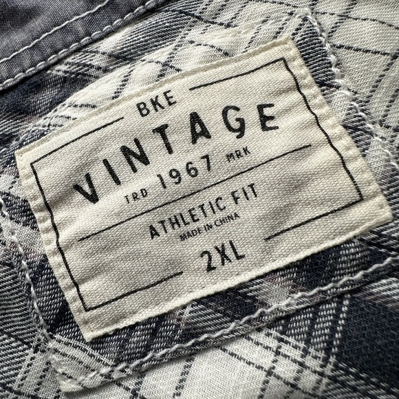 BKE Buckle Vintage 1967 Athletic Fit Pearl Snap Short Sleeve Shirt Plaid Men XXL - Picture 3 of 7